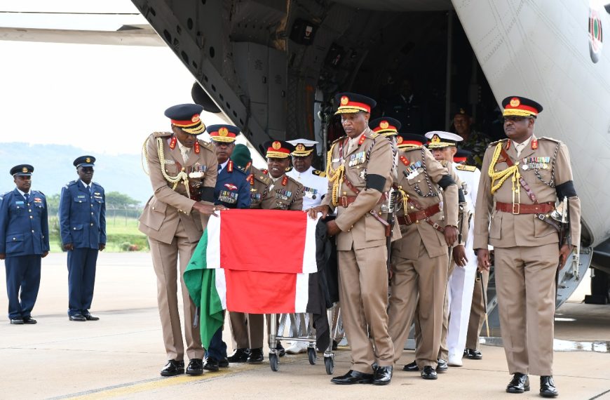 In pictures: Body of late Chief of the Kenya Defence Forces (CDF) Gen Francis Ogolla arrives at Kisumu Airport