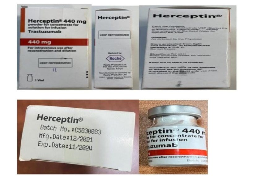 Poisons board issues warning on counterfeit Herceptin 440mg detected in Kenyan market