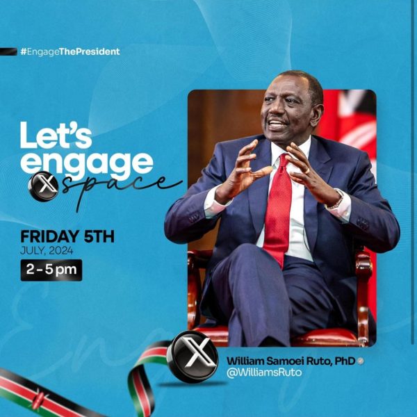 President Ruto to Friday host inaugural X Space conversation with youth