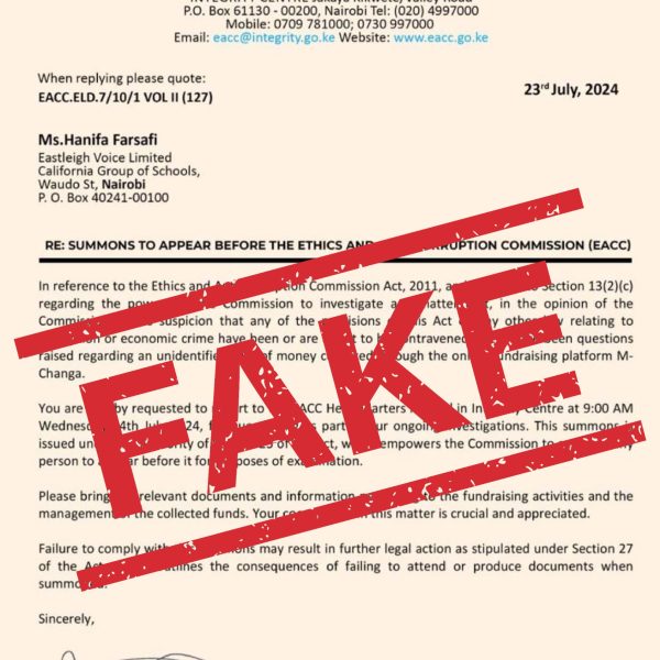EACC launches probe into fake summons letter targeting blogger Hanifa Farsafi