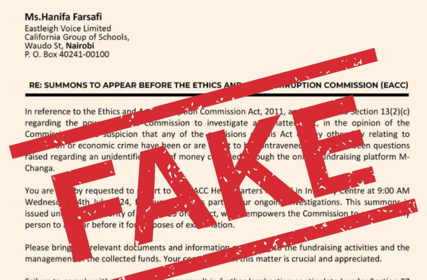 EACC launches probe into fake summons letter targeting blogger Hanifa Farsafi