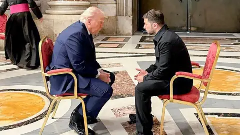 Andriy Yermak/Telegram Images shows US President Donald Trump and Ukrainian president Volodymyr Zelensky